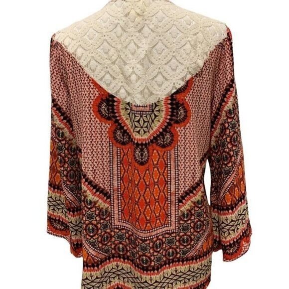 Anthropologie Fig and Flower Womens Top Medium Boho Peasant Bell Sleeves Lace - Picture 5 of 12